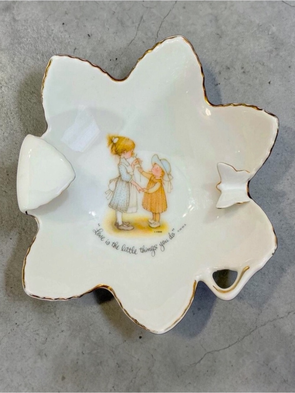 Vintage Holly Hobbie Genuine Porcelain Dish Trinket Dish Ashtray